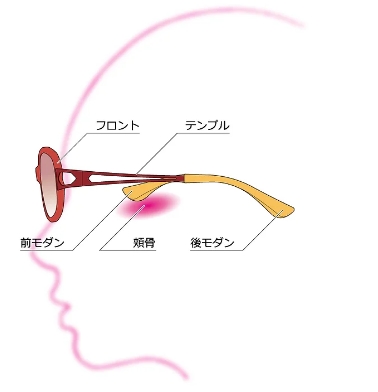 フロント　テンプル　前モダン　頬骨　後モダン